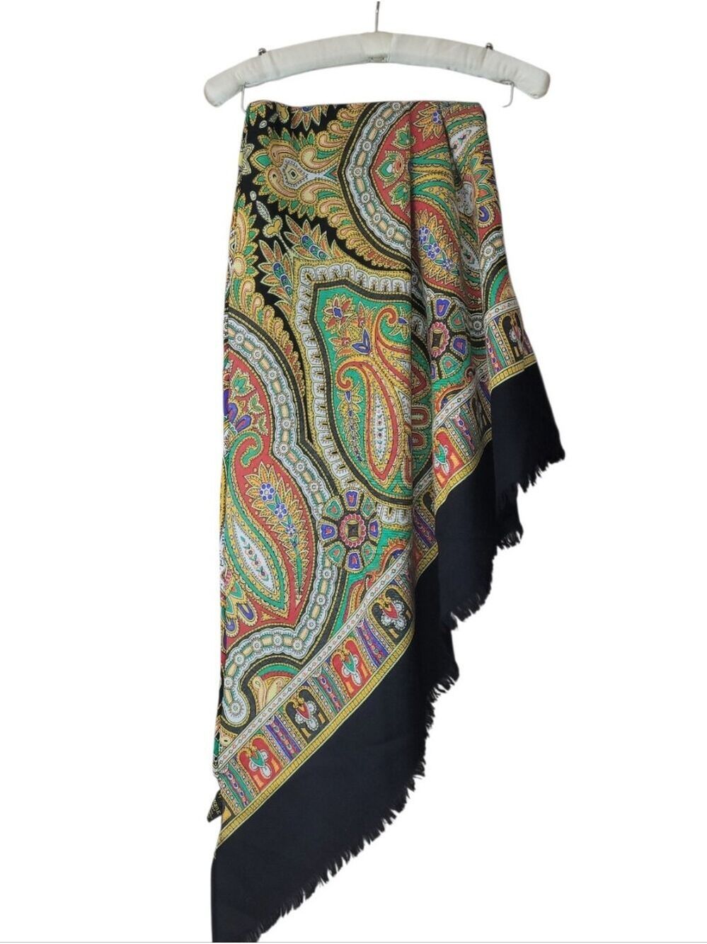 Vintage Triangular Scarf Japan Colorful Paisley Print